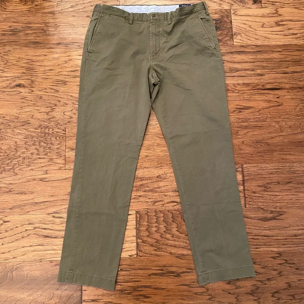 Polo Ralph Lauren Stretch Straight Fit Chino Pants Mens Olive Green 31 Inseam